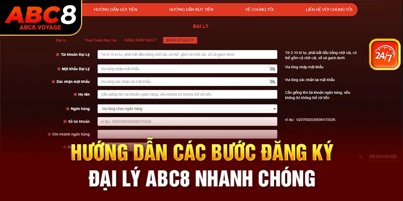 Hướng dẫn các bước đăng ký đại lý ABC8 nhanh chóng